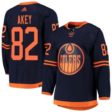 Authentic Adidas Youth Beau Akey Edmonton Oilers Alternate Primegreen Pro Jersey - Navy