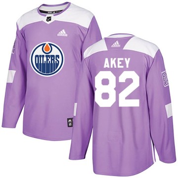 Authentic Adidas Youth Beau Akey Edmonton Oilers Fights Cancer Practice Jersey - Purple