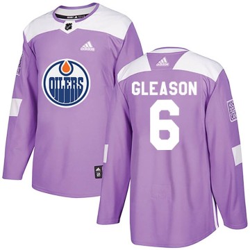 Authentic Adidas Youth Ben Gleason Edmonton Oilers Fights Cancer Practice Jersey - Purple