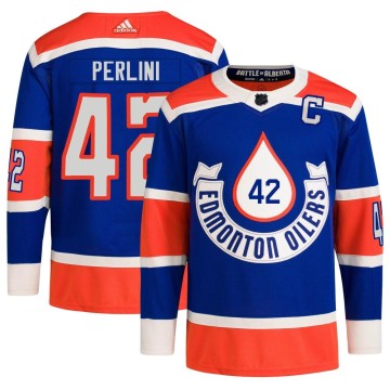 Authentic Adidas Youth Brendan Perlini Edmonton Oilers 2023 Heritage Classic Primegreen Jersey - Royal