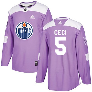 Authentic Adidas Youth Cody Ceci Edmonton Oilers Fights Cancer Practice Jersey - Purple