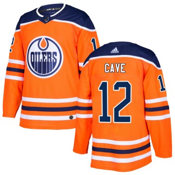 Authentic Adidas Youth Colby Cave Edmonton Oilers r Home Jersey - Orange
