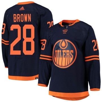 Authentic Adidas Youth Connor Brown Edmonton Oilers Navy Alternate Primegreen Pro Jersey - Brown