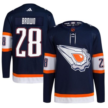 Authentic Adidas Youth Connor Brown Edmonton Oilers Navy Reverse Retro 2.0 Jersey - Brown