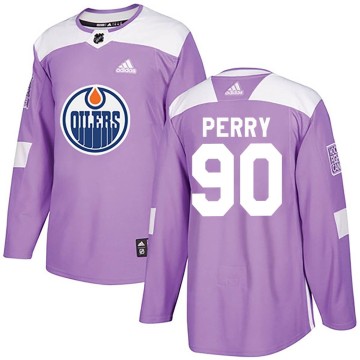 Authentic Adidas Youth Corey Perry Edmonton Oilers Fights Cancer Practice Jersey - Purple