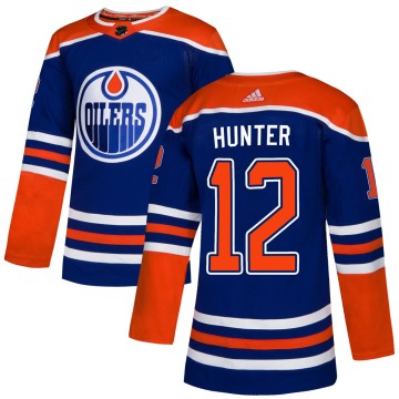 Authentic Adidas Youth Dave Hunter Edmonton Oilers Alternate Jersey - Royal