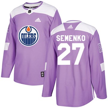 Authentic Adidas Youth Dave Semenko Edmonton Oilers Fights Cancer Practice Jersey - Purple