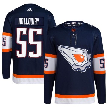 Authentic Adidas Youth Dylan Holloway Edmonton Oilers Reverse Retro 2.0 Jersey - Navy