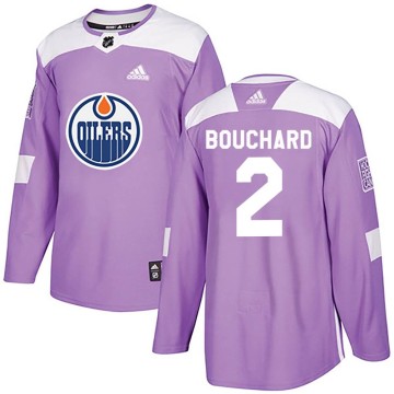 Authentic Adidas Youth Evan Bouchard Edmonton Oilers Fights Cancer Practice Jersey - Purple