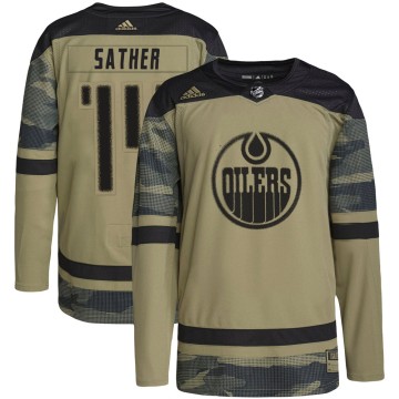 Authentic Adidas Youth Glen Sather Edmonton Oilers Military Appreciation Practice Jersey - Camo