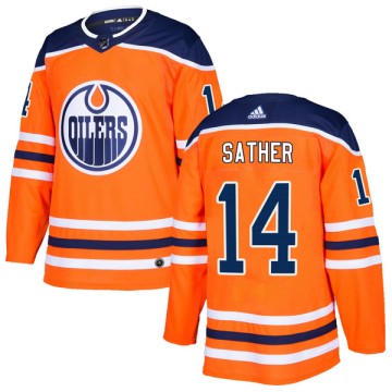 Authentic Adidas Youth Glen Sather Edmonton Oilers r Home Jersey - Orange