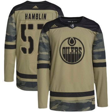 Authentic Adidas Youth James Hamblin Edmonton Oilers Military Appreciation Practice Jersey - Camo