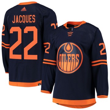 Authentic Adidas Youth Jean-Francois Jacques Edmonton Oilers Alternate Primegreen Pro Jersey - Navy