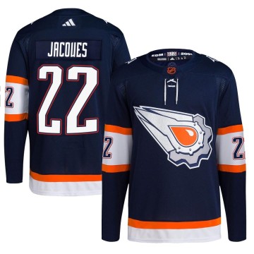 Authentic Adidas Youth Jean-Francois Jacques Edmonton Oilers Reverse Retro 2.0 Jersey - Navy