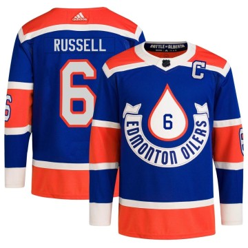 Authentic Adidas Youth Kris Russell Edmonton Oilers 2023 Heritage Classic Primegreen Jersey - Royal