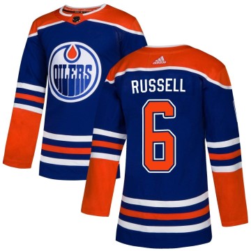 Authentic Adidas Youth Kris Russell Edmonton Oilers Alternate Jersey - Royal