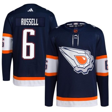 Authentic Adidas Youth Kris Russell Edmonton Oilers Reverse Retro 2.0 Jersey - Navy