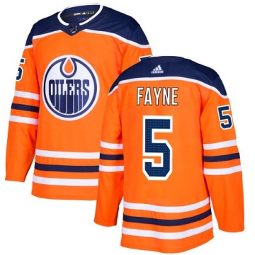 Authentic Adidas Youth Mark Fayne Edmonton Oilers Home Jersey - Orange