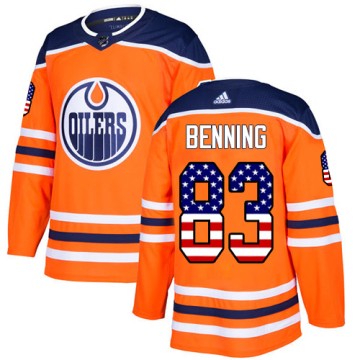 Authentic Adidas Youth Matt Benning Edmonton Oilers USA Flag Fashion Jersey - Orange