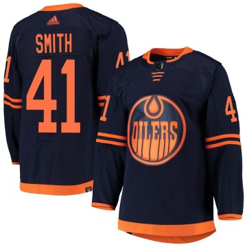 Authentic Adidas Youth Mike Smith Edmonton Oilers Alternate Primegreen Pro Jersey - Navy