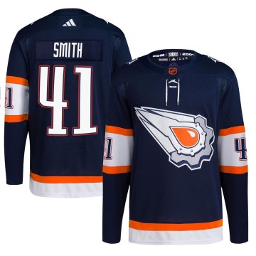 Authentic Adidas Youth Mike Smith Edmonton Oilers Reverse Retro 2.0 Jersey - Navy