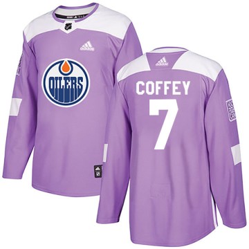 Authentic Adidas Youth Paul Coffey Edmonton Oilers Fights Cancer Practice Jersey - Purple