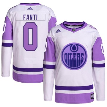 Authentic Adidas Youth Ryan Fanti Edmonton Oilers Hockey Fights Cancer Primegreen Jersey - White/Purple