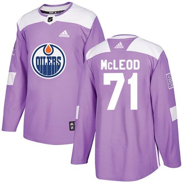 Authentic Adidas Youth Ryan McLeod Edmonton Oilers Fights Cancer Practice Jersey - Purple