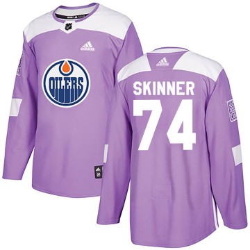 Authentic Adidas Youth Stuart Skinner Edmonton Oilers Fights Cancer Practice Jersey - Purple
