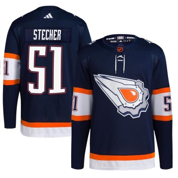 Authentic Adidas Youth Troy Stecher Edmonton Oilers Reverse Retro 2.0 Jersey - Navy