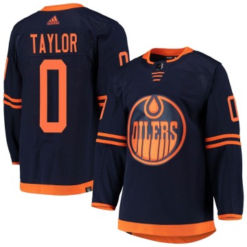 Authentic Adidas Youth Ty Taylor Edmonton Oilers Alternate Primegreen Pro Jersey - Navy