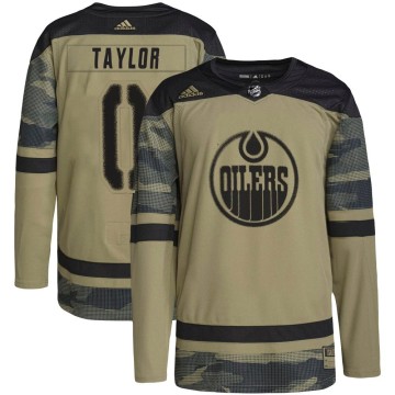 Authentic Adidas Youth Ty Taylor Edmonton Oilers Military Appreciation Practice Jersey - Camo