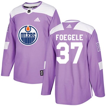 Authentic Adidas Youth Warren Foegele Edmonton Oilers Fights Cancer Practice Jersey - Purple