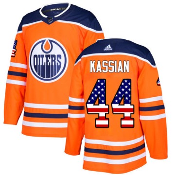 Authentic Adidas Youth Zack Kassian Edmonton Oilers USA Flag Fashion Jersey - Orange