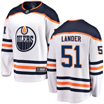 Authentic Fanatics Branded Men's Anton Lander Edmonton Oilers Away Breakaway Jersey - White