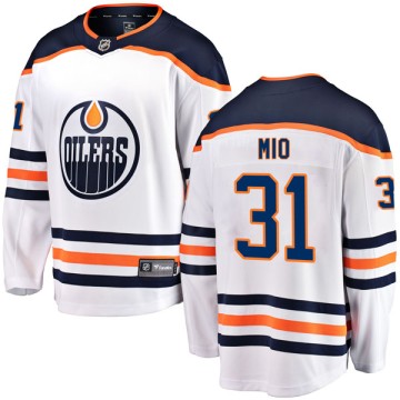 Authentic Fanatics Branded Men's Eddie Mio Edmonton Oilers Away Breakaway Jersey - White