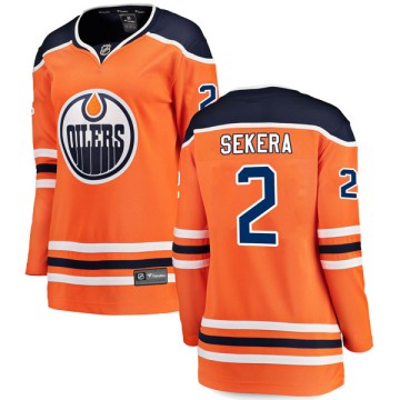 Authentic Fanatics Branded Women's Andrej Sekera Edmonton Oilers r Home Breakaway Jersey - Orange