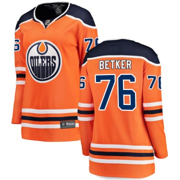Authentic Fanatics Branded Women's Ben Betker Edmonton Oilers r Home Breakaway Jersey - Orange