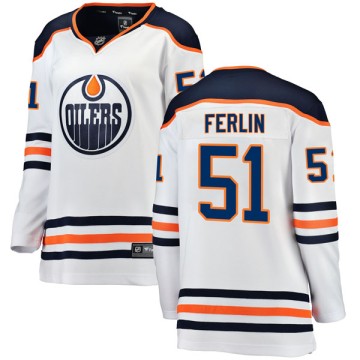 Authentic Fanatics Branded Women's Brian Ferlin Edmonton Oilers Away Breakaway Jersey - White