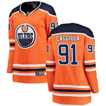 Authentic Fanatics Branded Women's Drake Caggiula Edmonton Oilers r Home Breakaway Jersey - Orange
