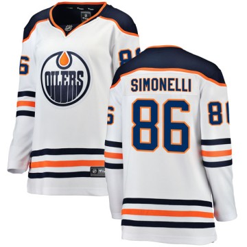 Authentic Fanatics Branded Women's Frankie Simonelli Edmonton Oilers Away Breakaway Jersey - White