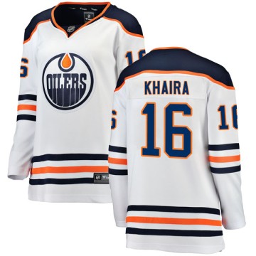 Authentic Fanatics Branded Women's Jujhar Khaira Edmonton Oilers Away Breakaway Jersey - White