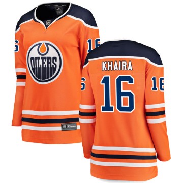 Authentic Fanatics Branded Women's Jujhar Khaira Edmonton Oilers r Home Breakaway Jersey - Orange