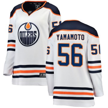 Authentic Fanatics Branded Women's Kailer Yamamoto Edmonton Oilers Away Breakaway Jersey - White