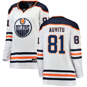 Authentic Fanatics Branded Women's Yohann Auvitu Edmonton Oilers Away Breakaway Jersey - White