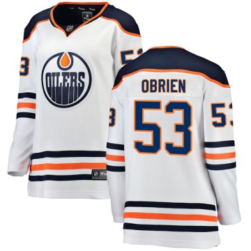 Authentic Fanatics Branded Women's Zach Obrien Edmonton Oilers Away Breakaway Jersey - White