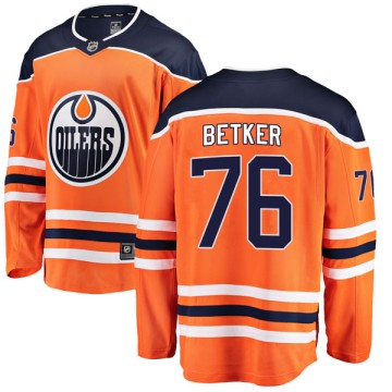 Authentic Fanatics Branded Youth Ben Betker Edmonton Oilers r Home Breakaway Jersey - Orange