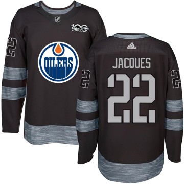 Authentic Men's Jean-Francois Jacques Edmonton Oilers 1917-2017 100th Anniversary Jersey - Black