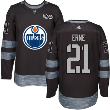 Authentic Youth Adam Erne Edmonton Oilers 1917-2017 100th Anniversary Jersey - Black