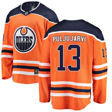Breakaway Fanatics Branded Men's Jesse Puljujarvi Edmonton Oilers Home Jersey - Orange
